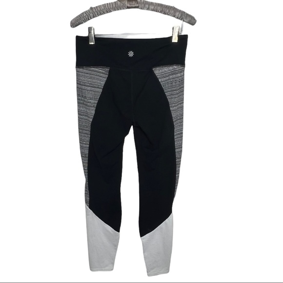 Athleta High Rise Jacquard Flow Chaturanga Black & Gray Leggings Tight Sz Small - Picture 7 of 10